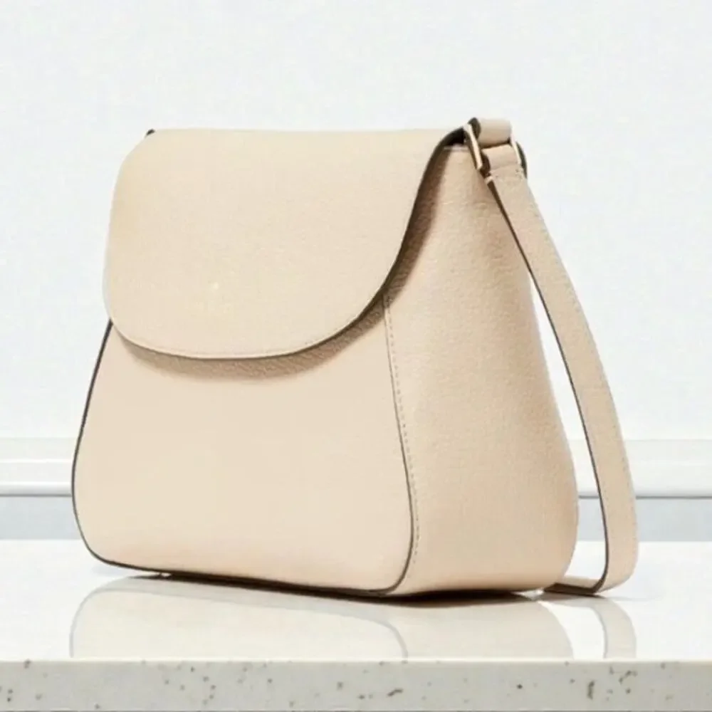 Kate Spade Monica Flap Leather Crossbody Purse in Light Sand KC465